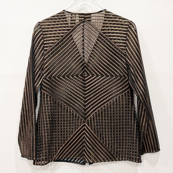 Travelers Collection by Chico’s Stripe Bronze Black Sheer Jacket Full Zip Size 0 - Picture 2 of 11